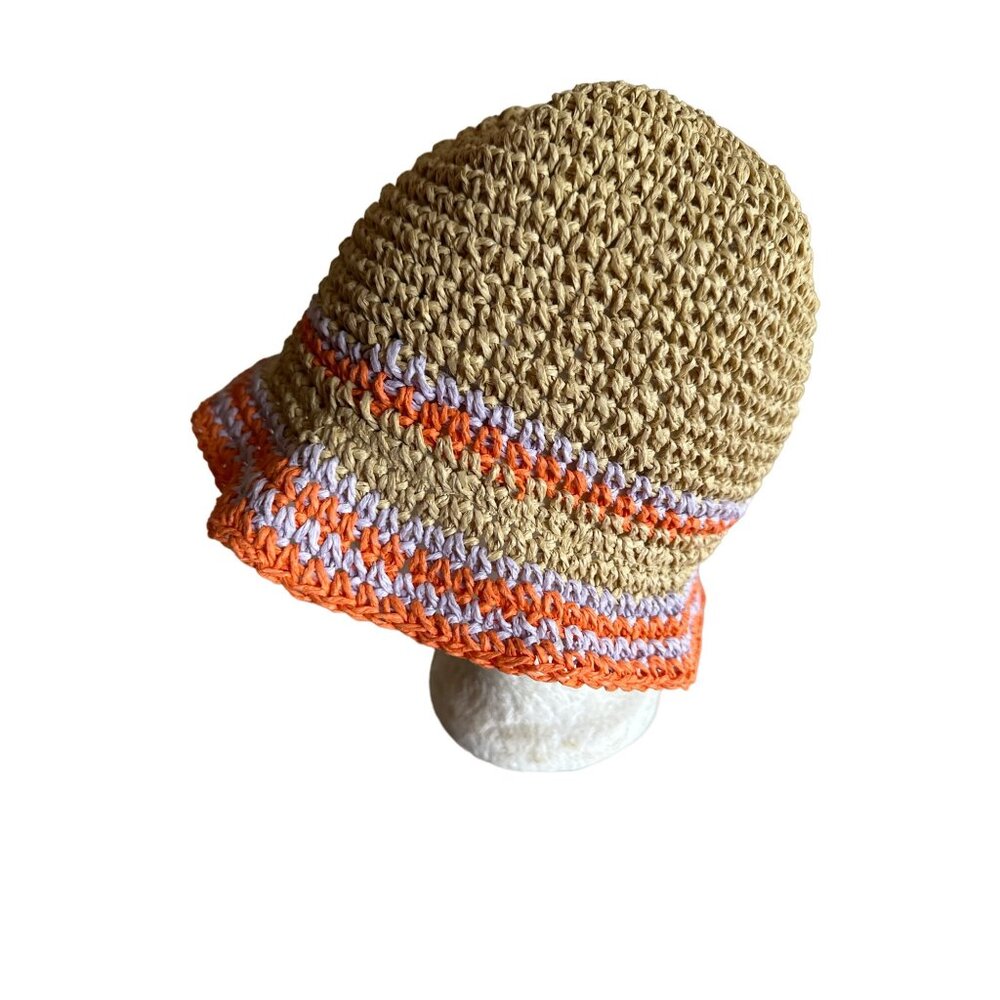 BP Woven Knit Bucket‎ Back Tan Orange Lavender Trim One Size